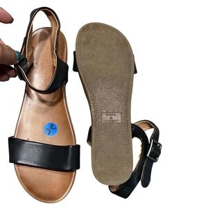 Rock & Candy Sandals Womens 7.5 Cashee Platform Wedge Black Ankle Strap Boho